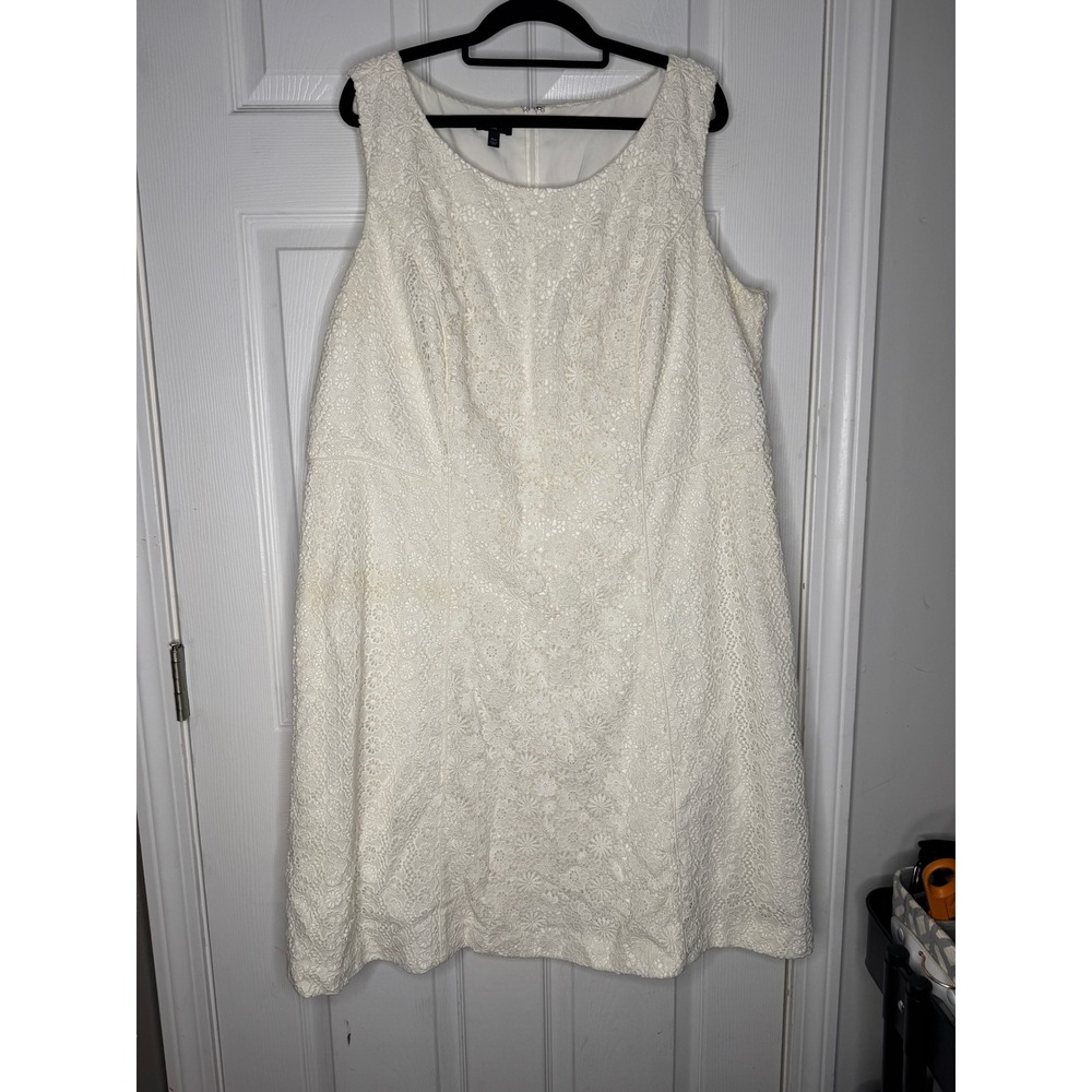 TALBOTS‎ Floral Eyelet Lace Sheath Dress Ivory Size 16W